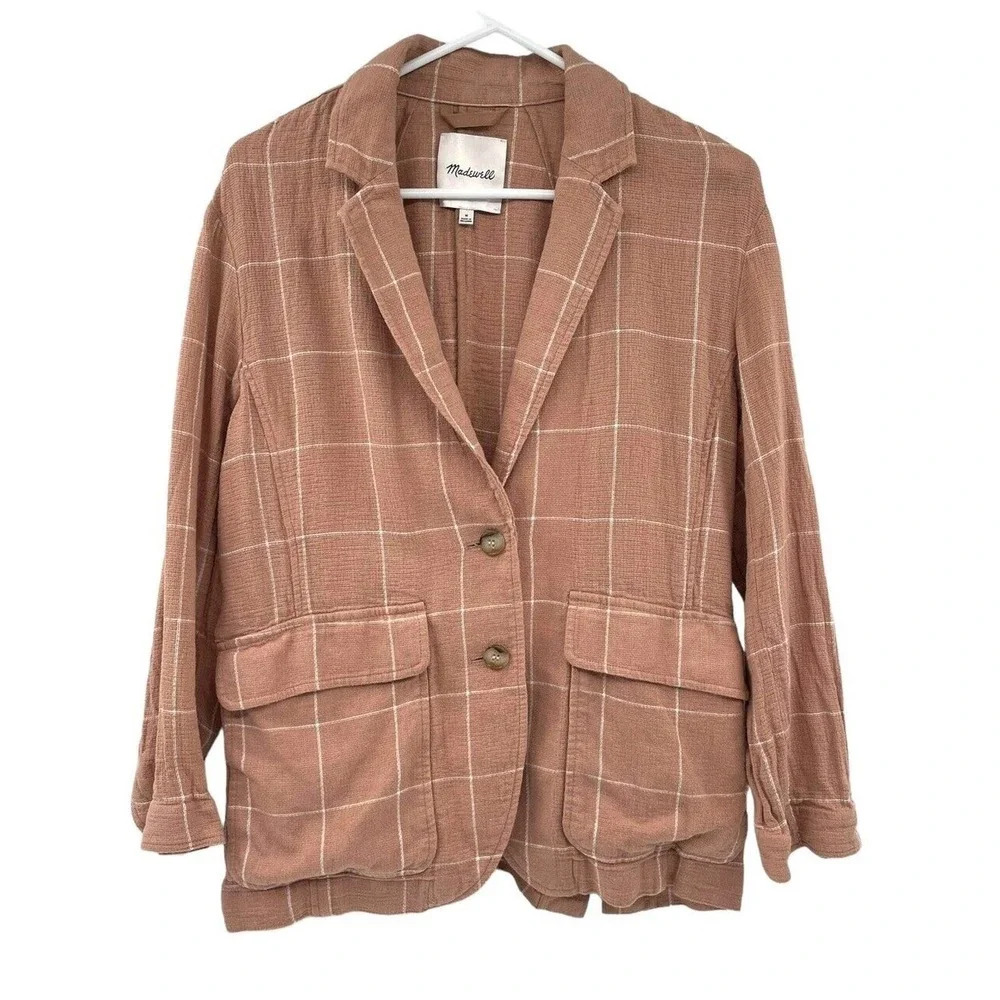 Madewell Breezewoven Larsen Blazer in Windowpane Size Medium